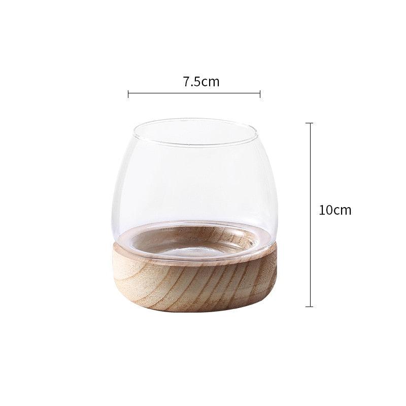 Wooden Glass Vases | Hydroponic Flower Pots | Elegant Home Office Desktop Decor
